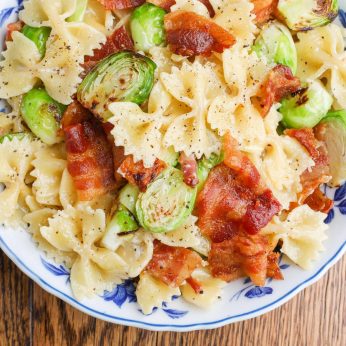 Creamy Pasta with Bacon and Brussels Sprouts