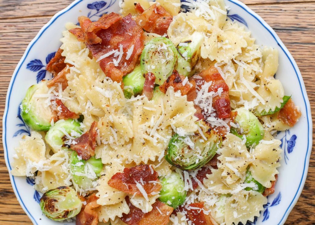 Bow Tie Pasta with Bacon and Brussels Sprouts