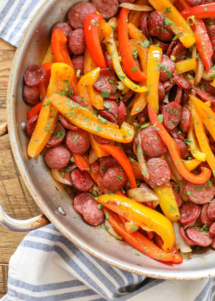 Smoked Sausage Skillet with Bell Peppers and Onions