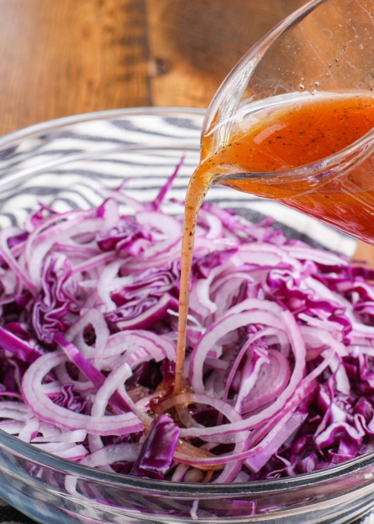 Spicy Red Cabbage Slaw with Onions