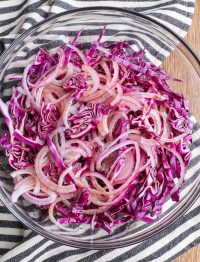 Red Cabbage Slaw with a spicy dressing
