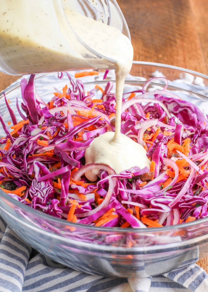 Cabbage Slaw with a tangy sweet dressing is a summer favorite