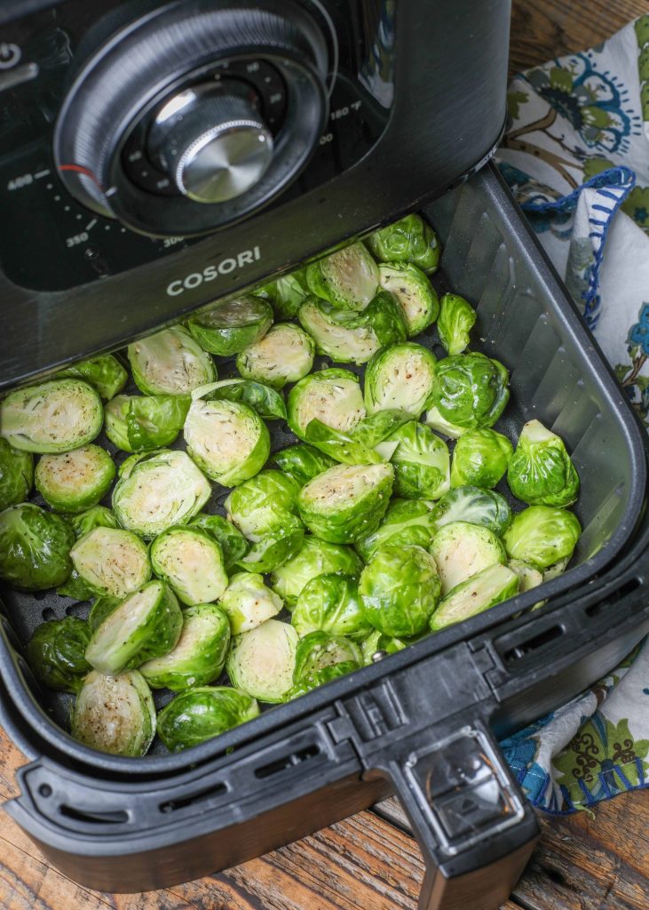 raw Brussels sprouts in the air fryer