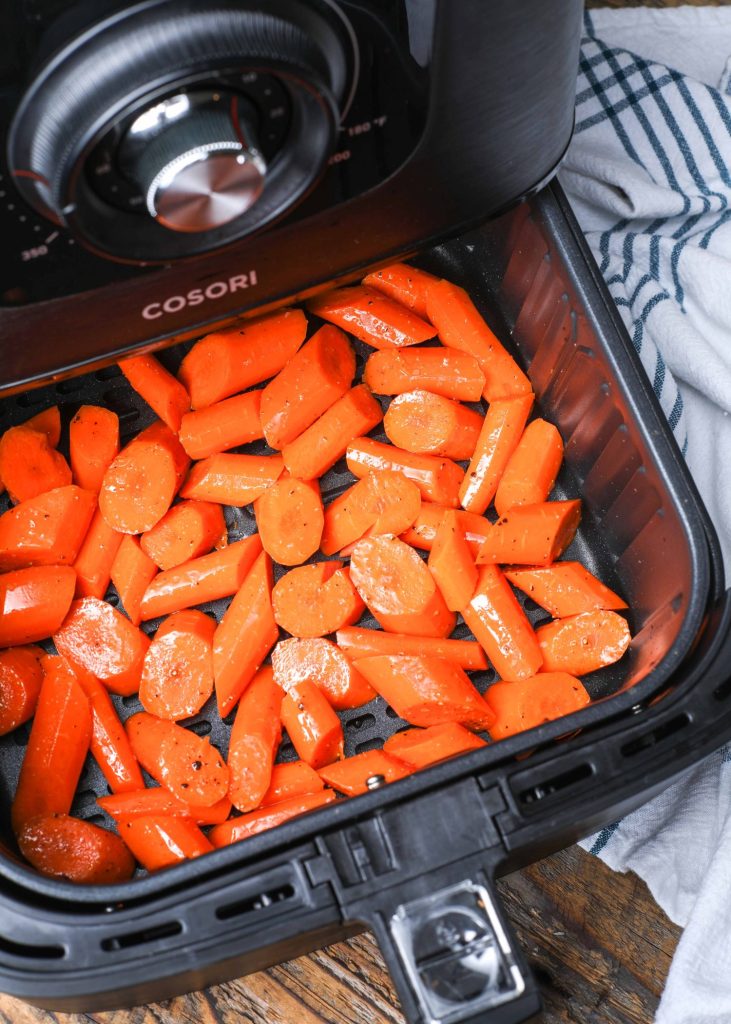 Raw carrots in air fryer