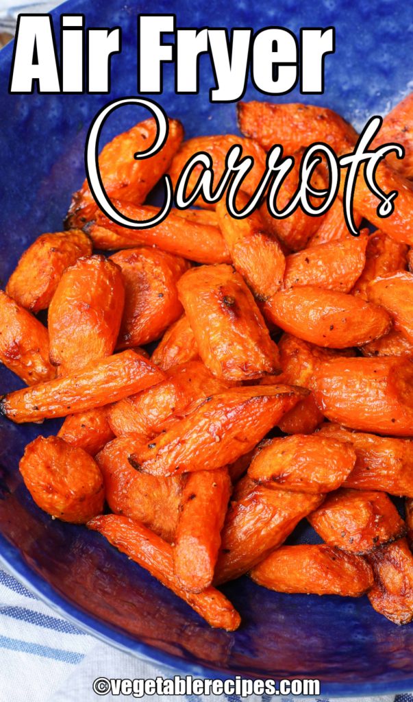 Blue bowl with air fried carrots