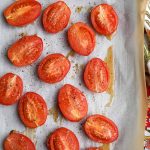 Roasted tomatoes on parchment