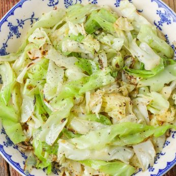 Tender cabbage sauteed