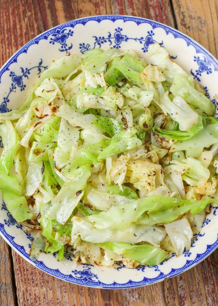 Tender cabbage sauteed