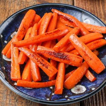 Cooked carrots on plate