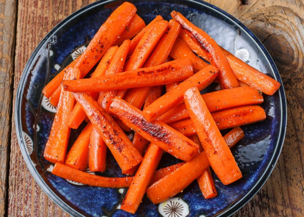 carrots on blue plate