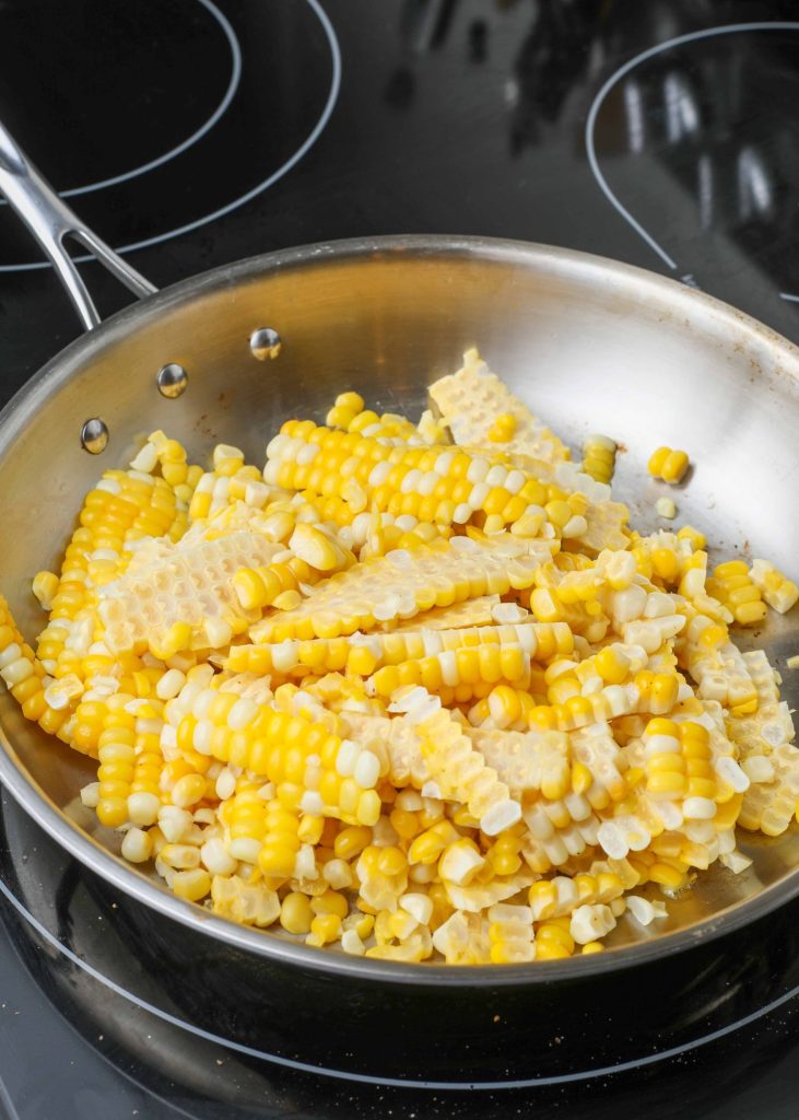 fresh corn in pan