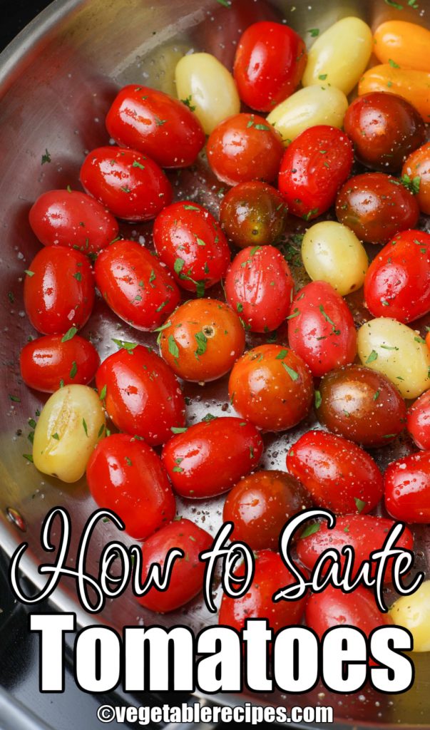 Sauteed tomatoes in large skillet