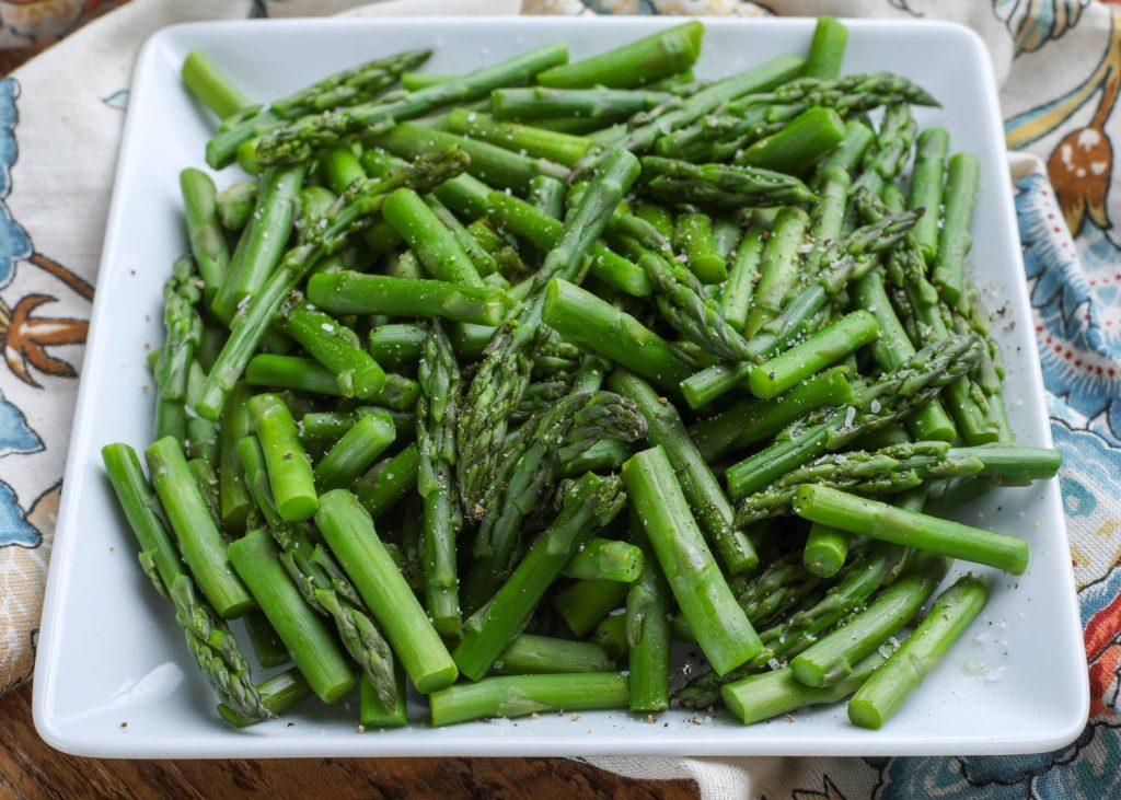 Asparagus in square dish