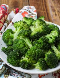 Cooked broccoli on plate