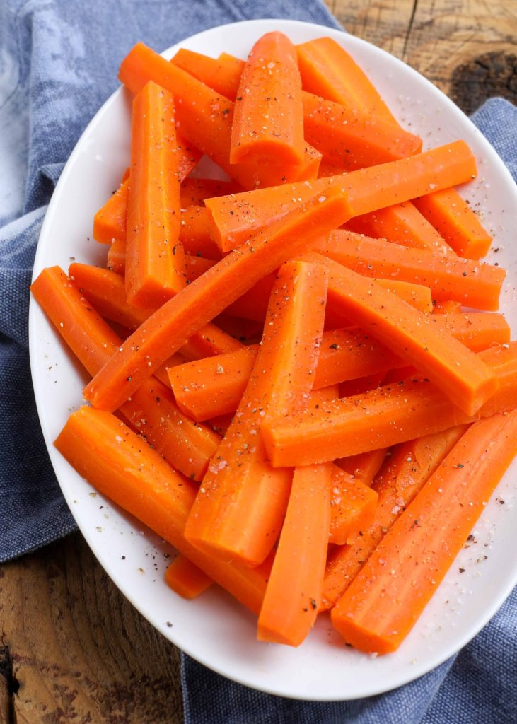 Carrots on oval white plate