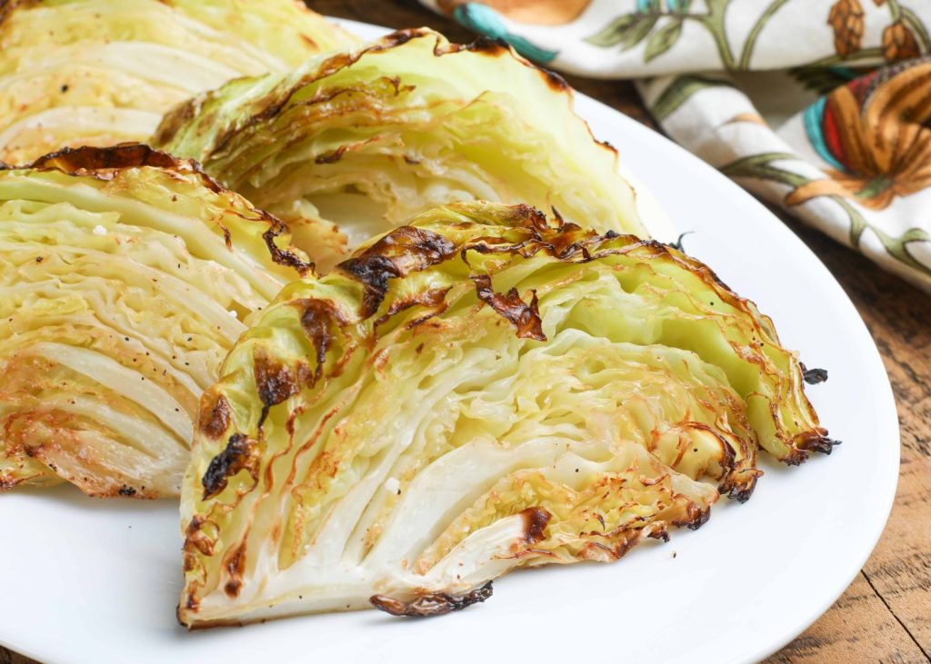 Cooked cabbage with crispy edges