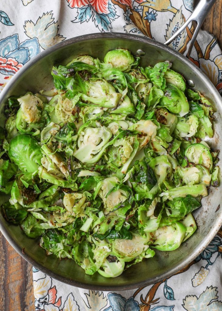 Brussels sprouts in skillet