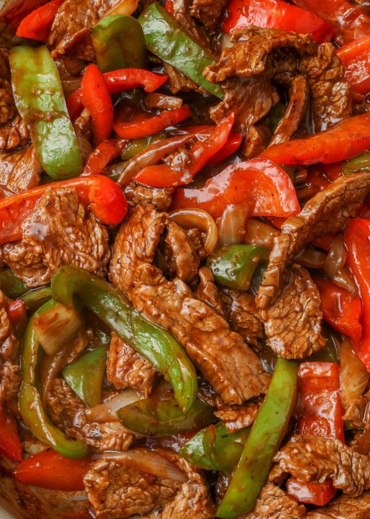 close up photo of pepper steak stir fry