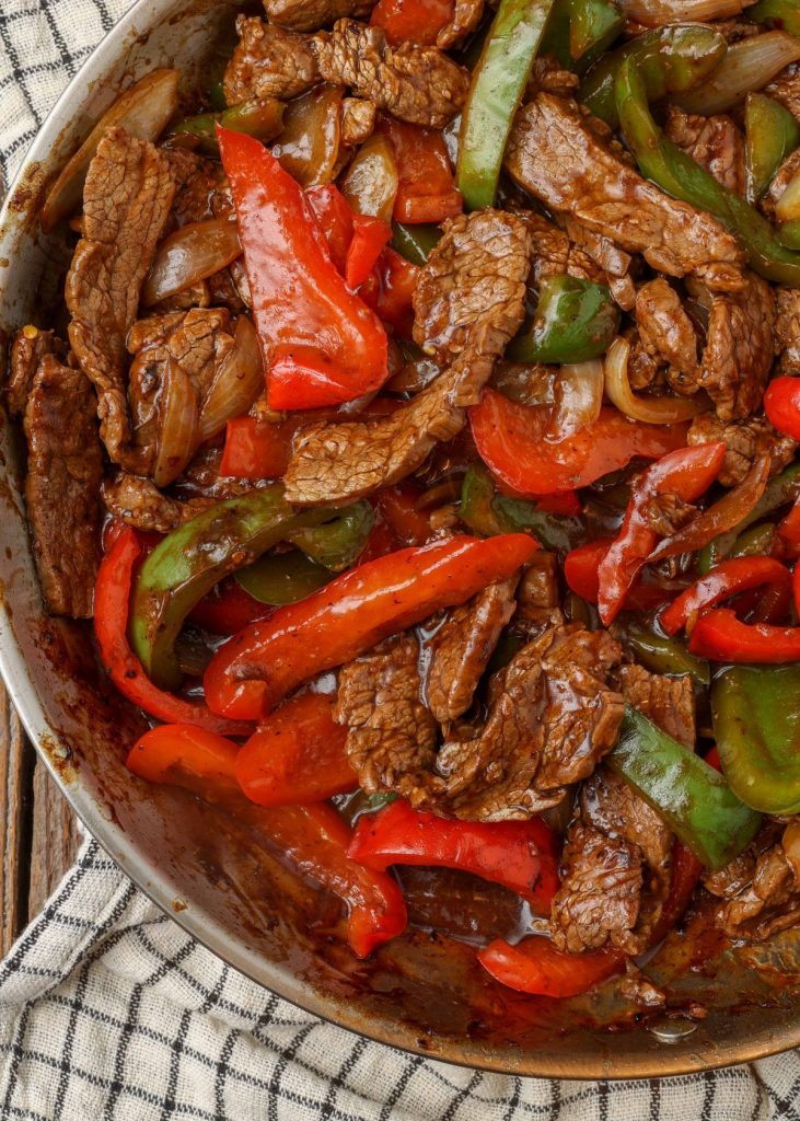steak stir fry with peppers and onions