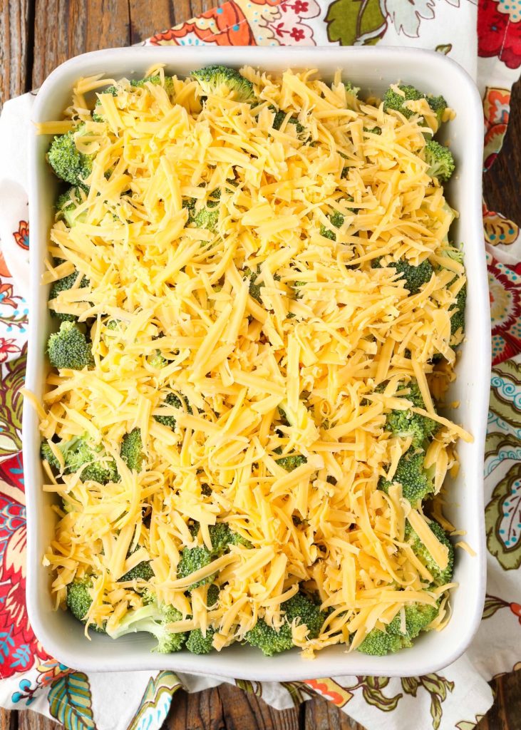 cheese and broccoli in white pan