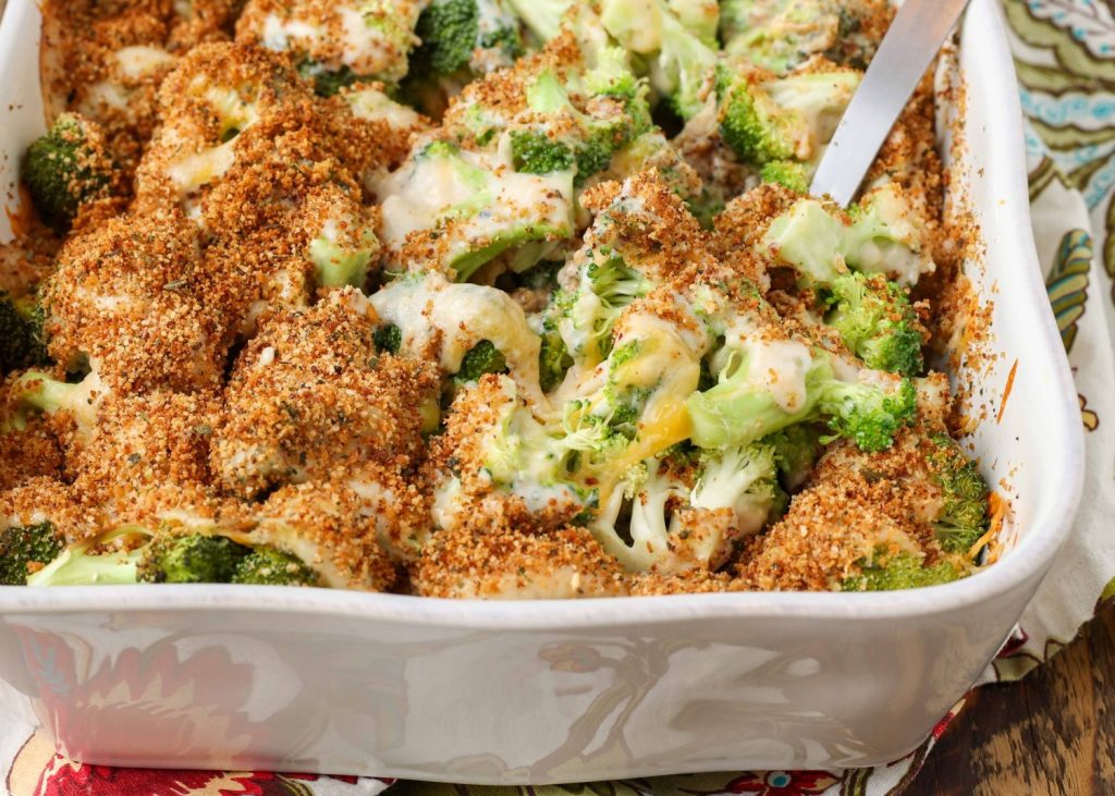broccoli with cheese and bread crumbs