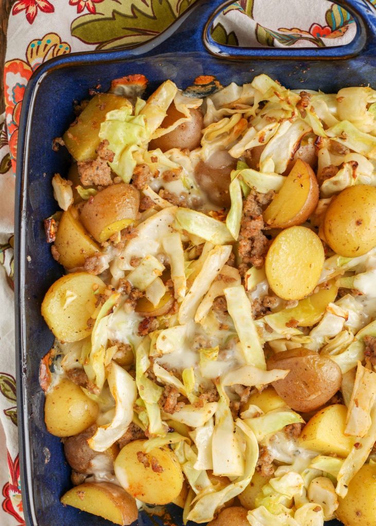 potatoes and cabbage with sausage