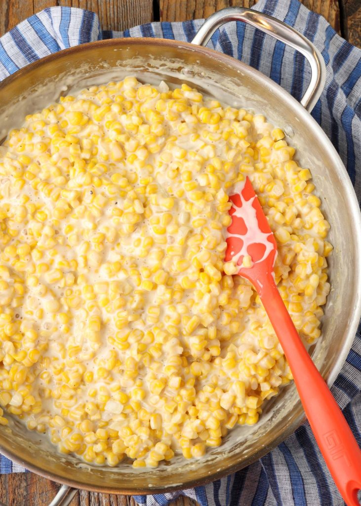 Creamed Corn in stainless skillet