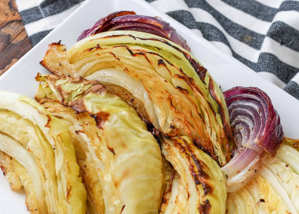 roasted cabbage and onions