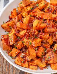 balsamic drizzled sweet potatoes