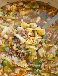 Cabbage Bean Soup in Pot
