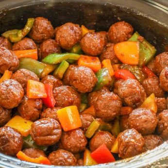bell peppers with meatballs in crockpot