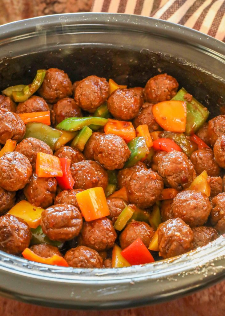 bell peppers with meatballs in crockpot