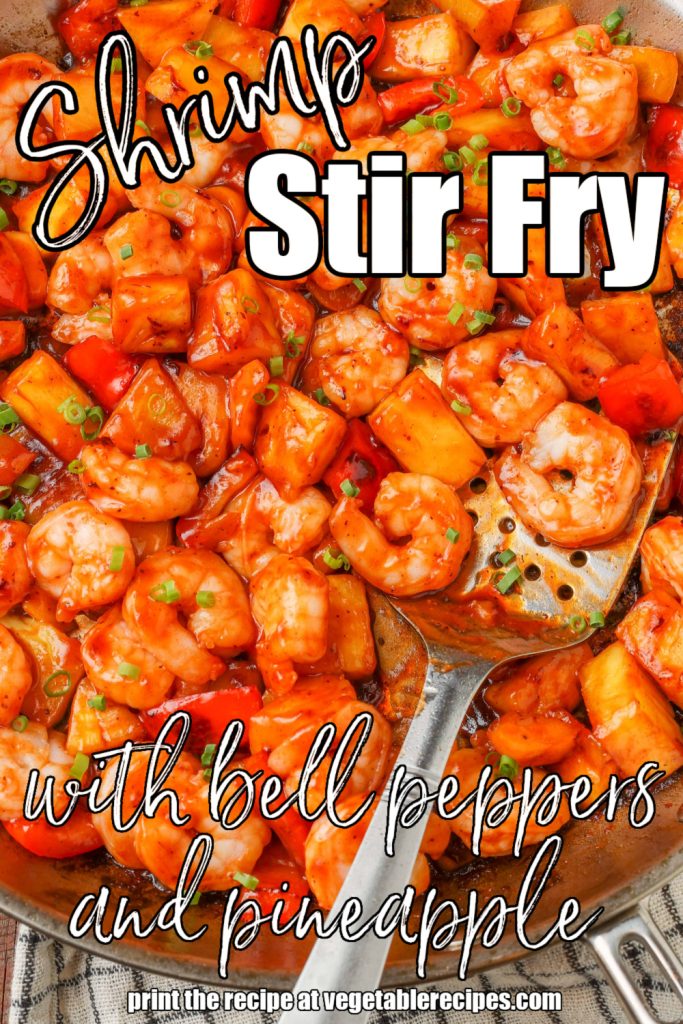 stir fry with bell peppers, shrimp, and pineapple