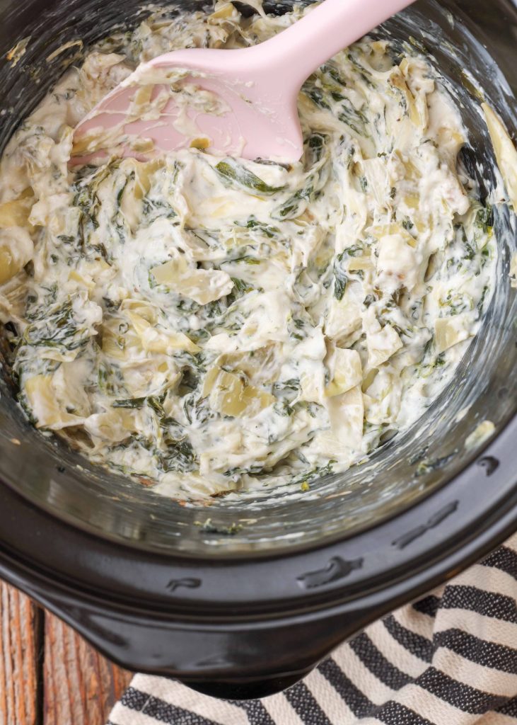 spinach artichoke dip in the slow cooker