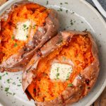 Air Fryer Baked Sweet Potato baked with butter