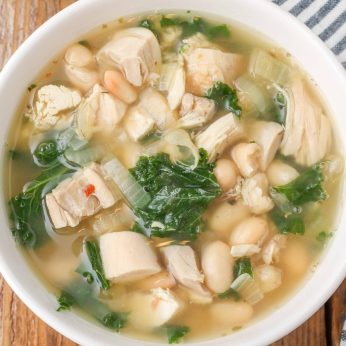 hearty chicken soup with kale and white beans