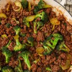 Ground Beef Broccoli Stir Fry in pan