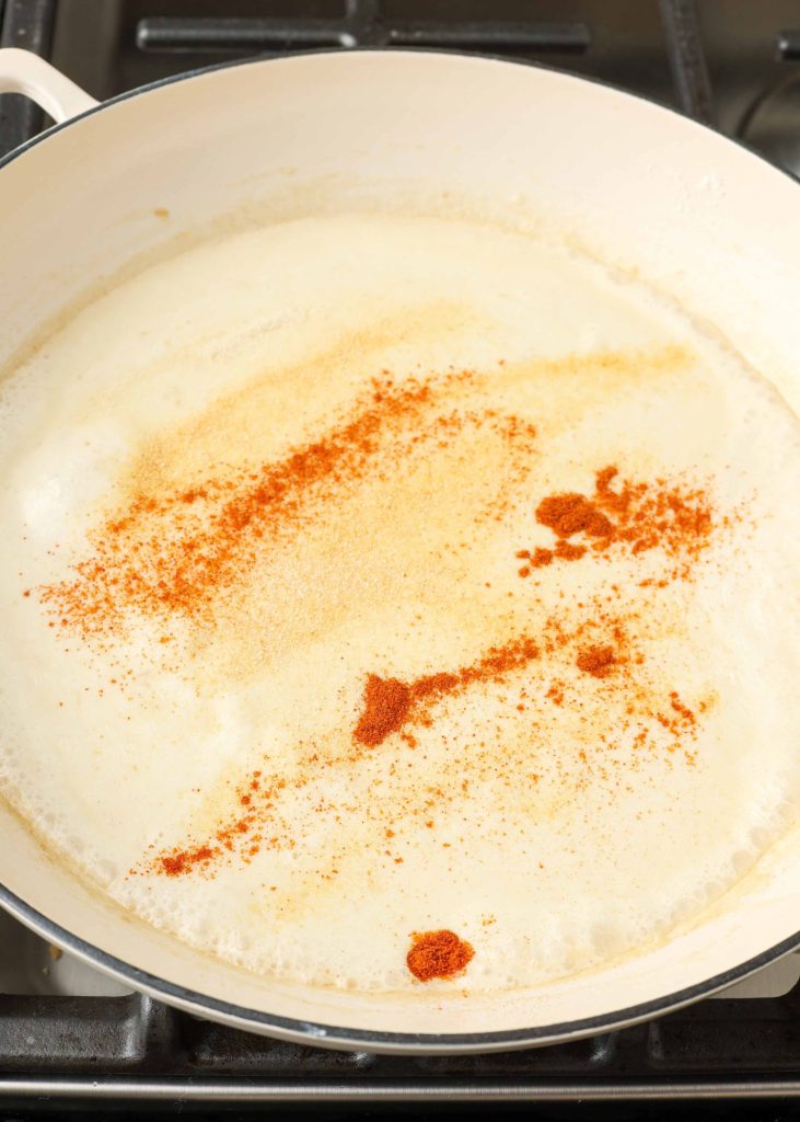 Cream sauce in casserole skillet