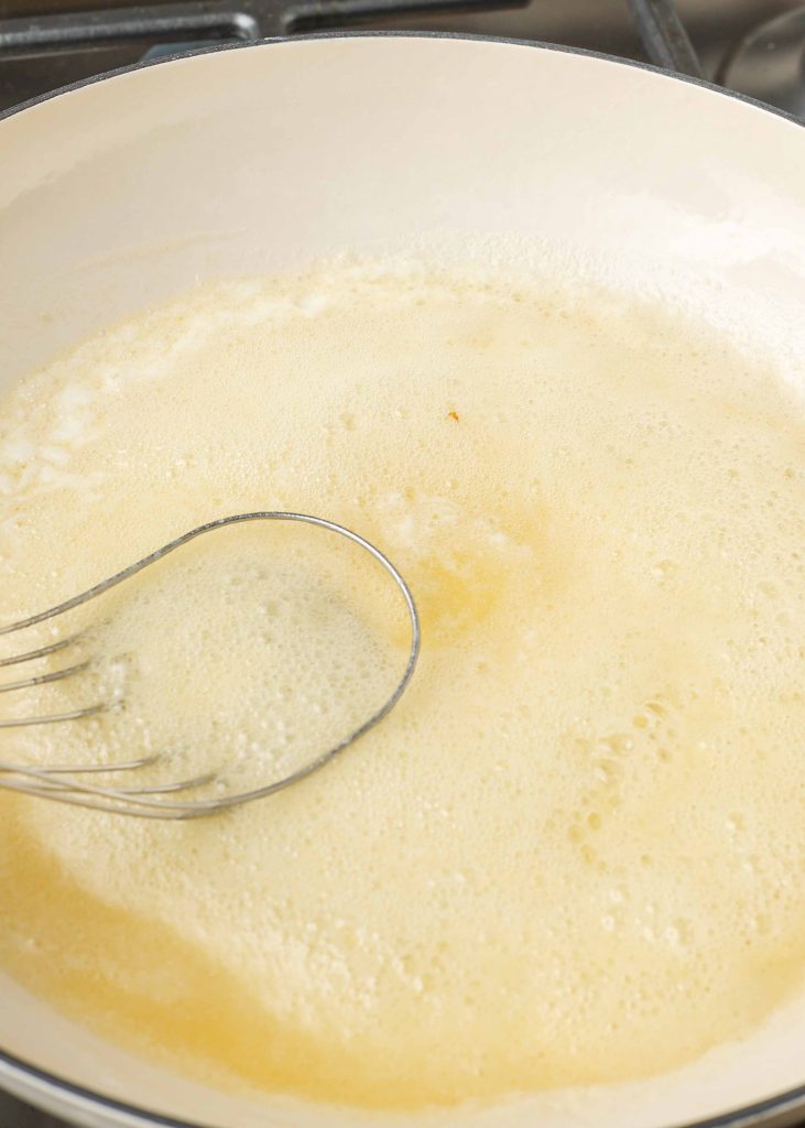 butter and flour mixture in saute pan