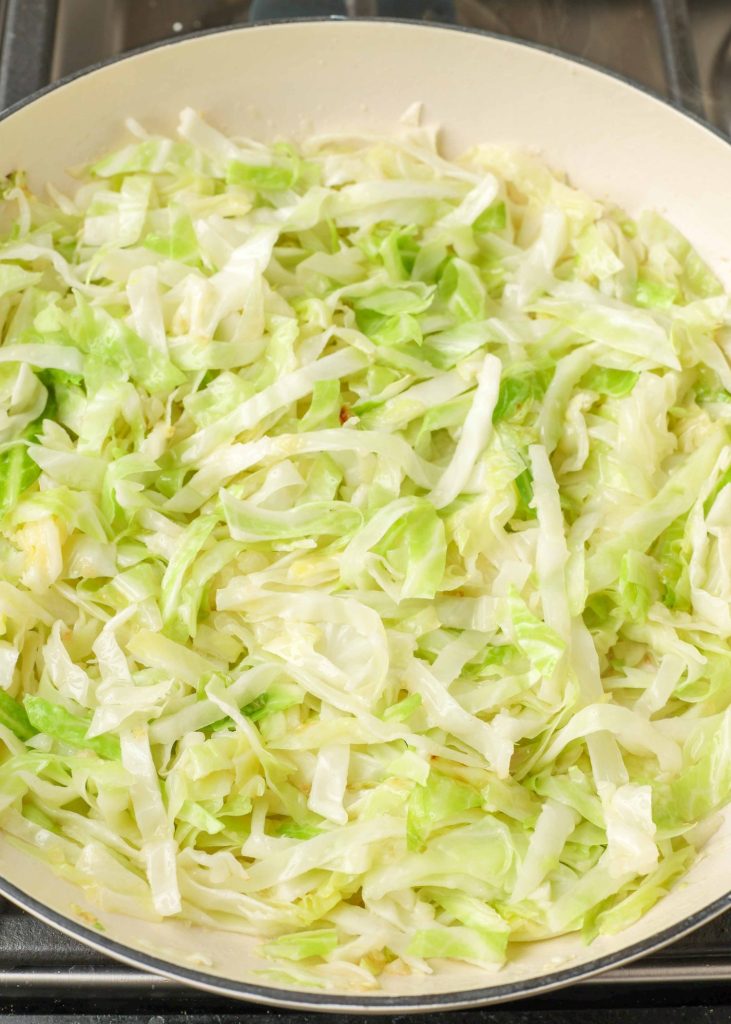 shredded cabbage is skillet