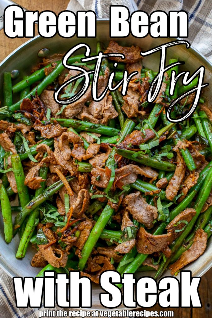 Green Beans with Steak in skillet