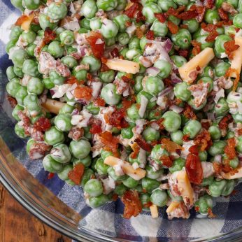 Pea Salad with Bacon and Cheddar Cheese