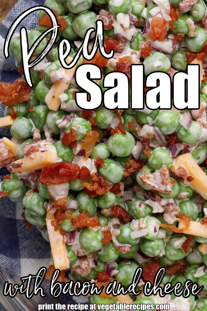 bacon and cheese in salad with peas
