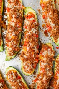 Sausage Stuffed Zucchini Boats - Vegetable Recipes