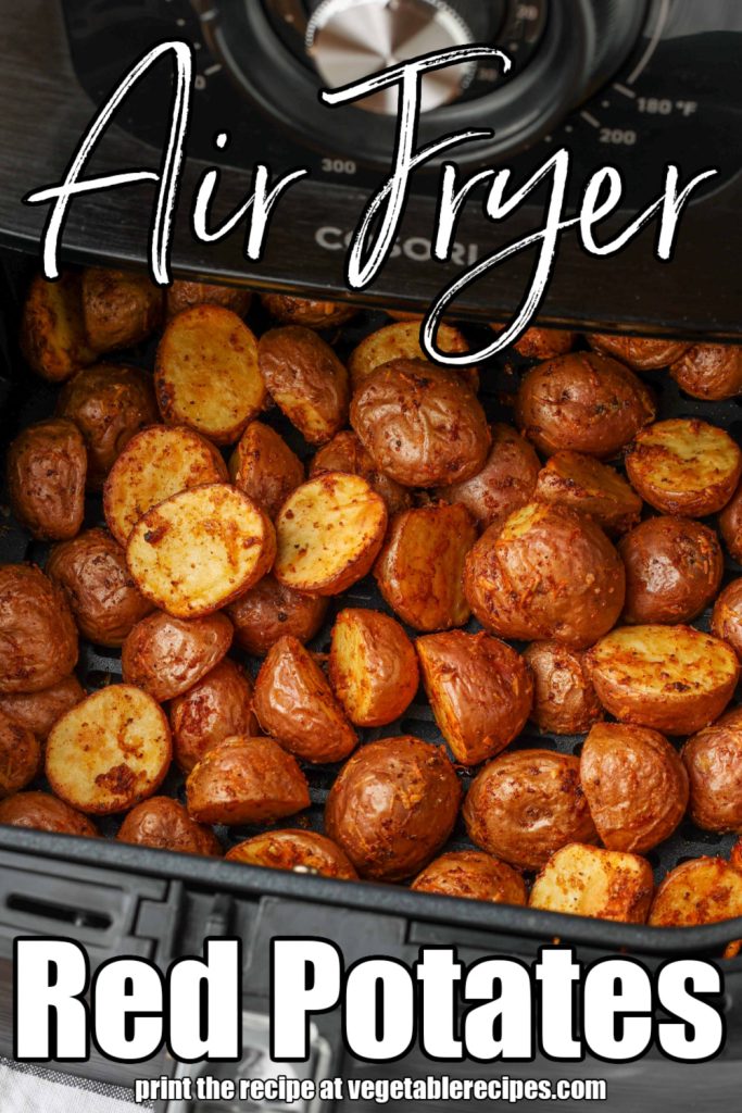 close up of potatoes in air fryer