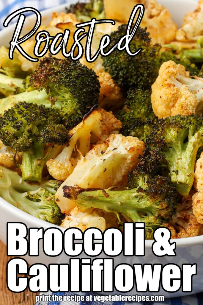 close up photo of roasted cauliflower with broccoli
