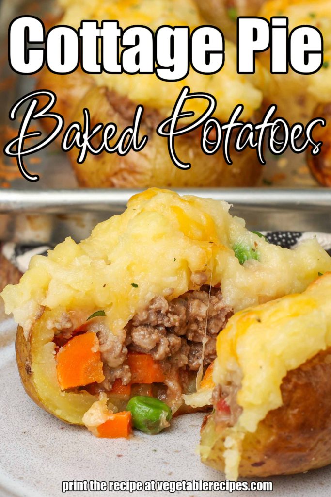 The cottage pie baked potatoes are finished, ready to be served.