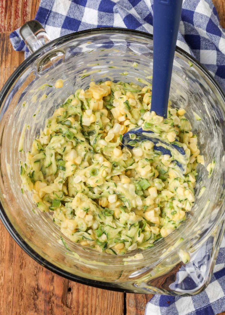 batter for zucchini fritters with corn