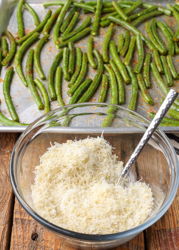 Green beans and grated parmesan cheese