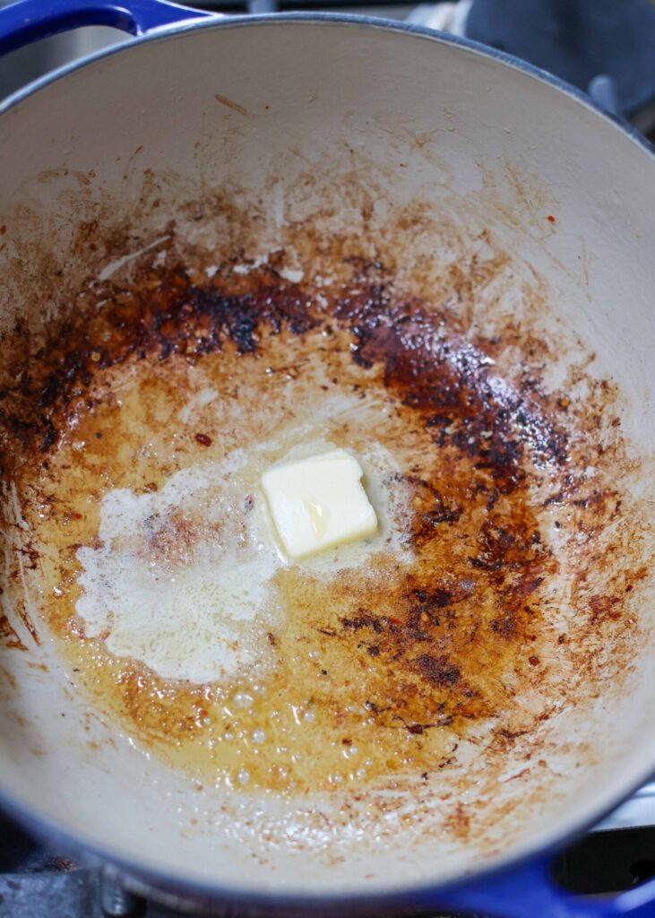 butter melting in dutch oven